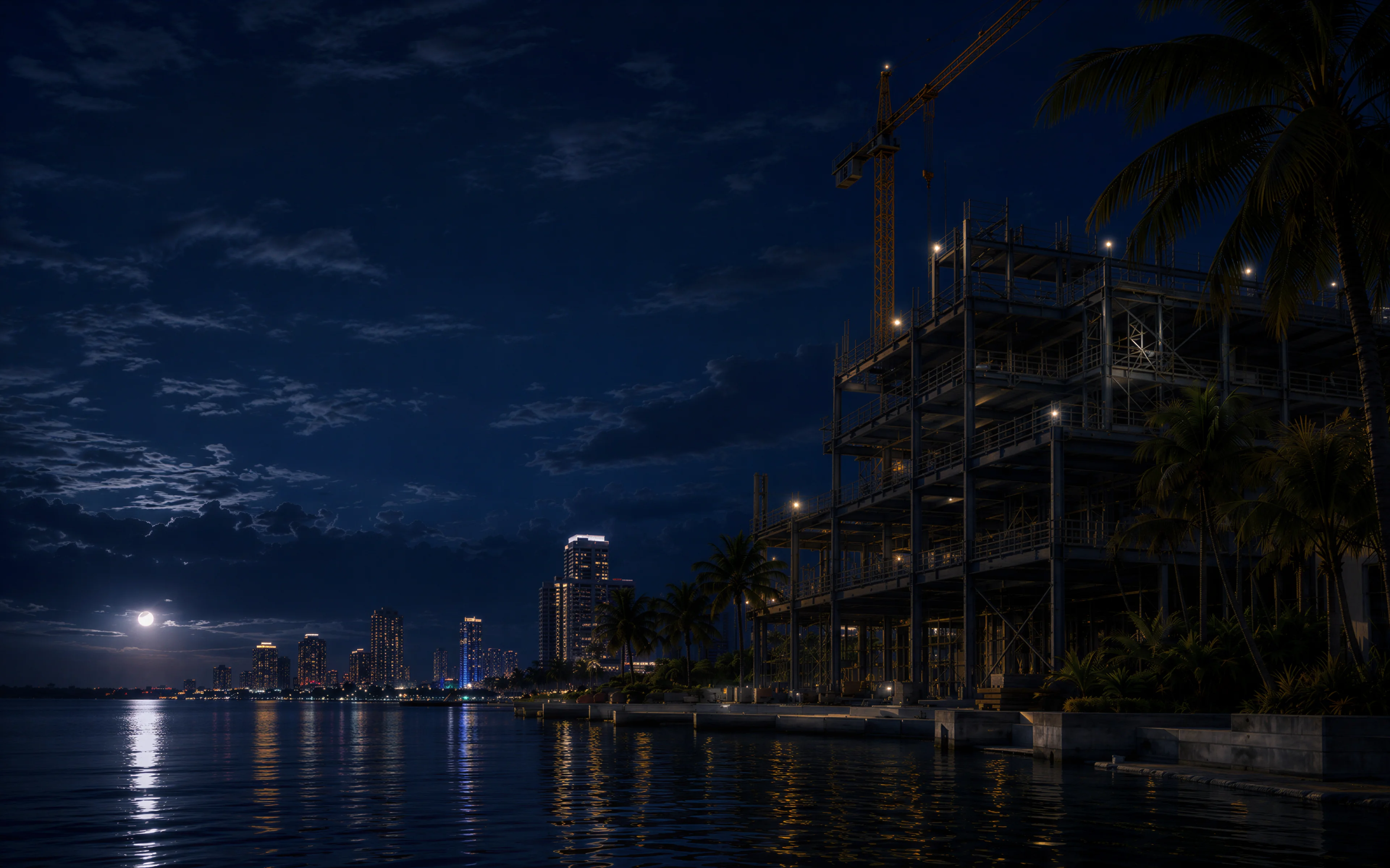 Nighttime South Florida cityscape